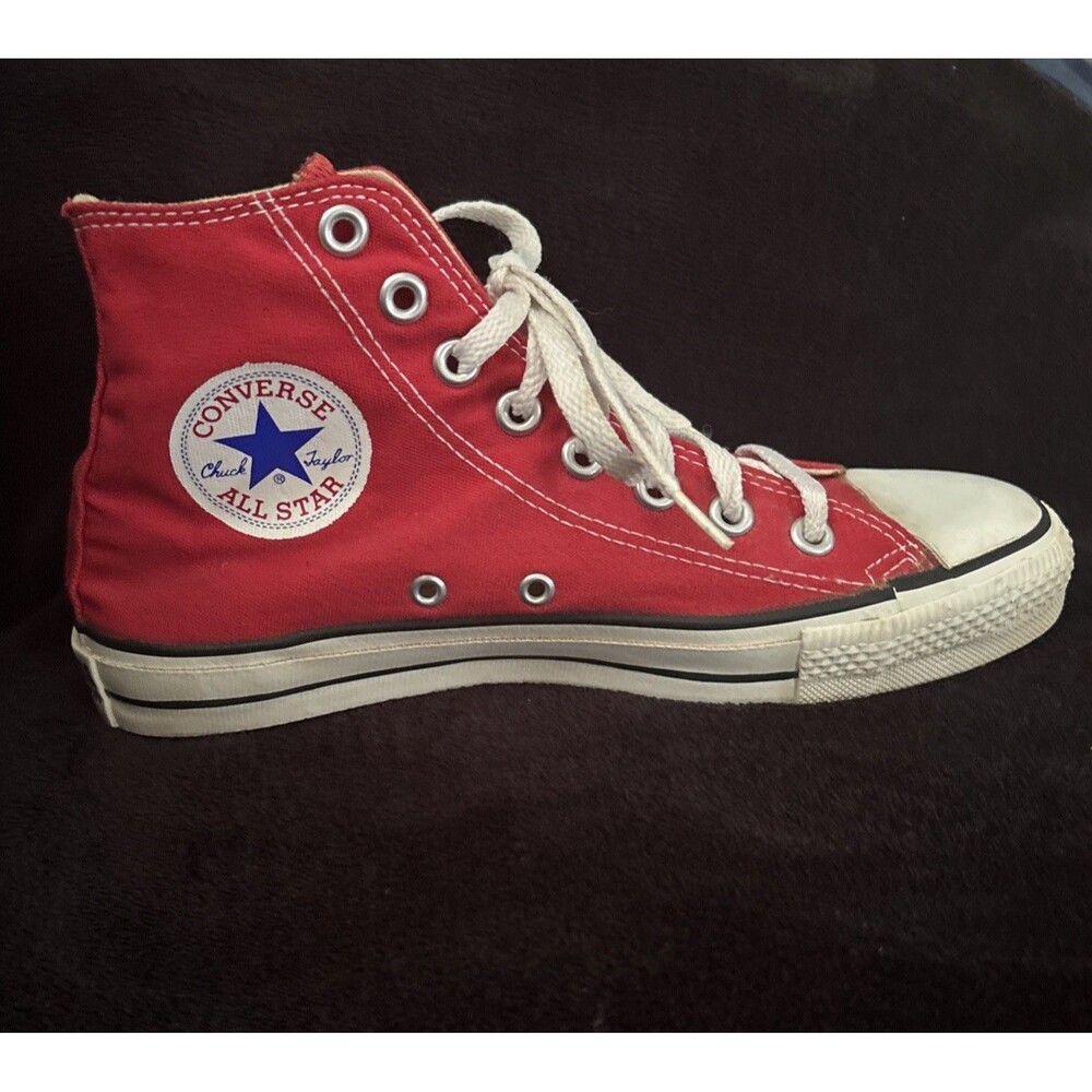 Rare Vintage 1970s Converse Chuck Taylor All Star Red, Made in USA, Sz 3.5